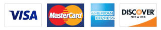 Image of Visa, MasterCard, American  Express, and Discover.